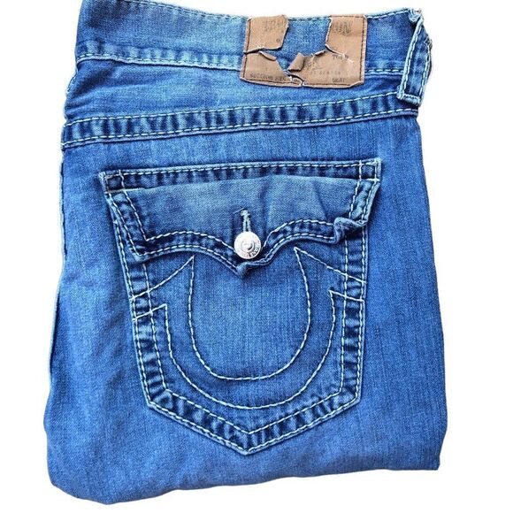RARE True Religion Jeans Size 40 STRAIGHT FLAP T Blue - Picture 6 of 9